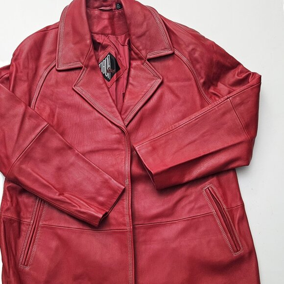 Tiboa Women's 3/4 Length Soft Leather Coat - Size 14P - Excellent Condition - Picture 1 of 5